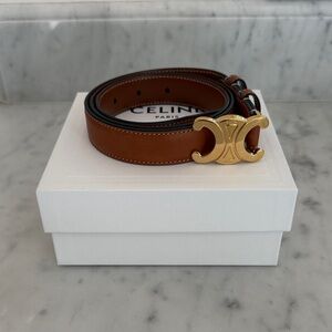 Celine Tan Trimphe Belt with Gold Buckle 85